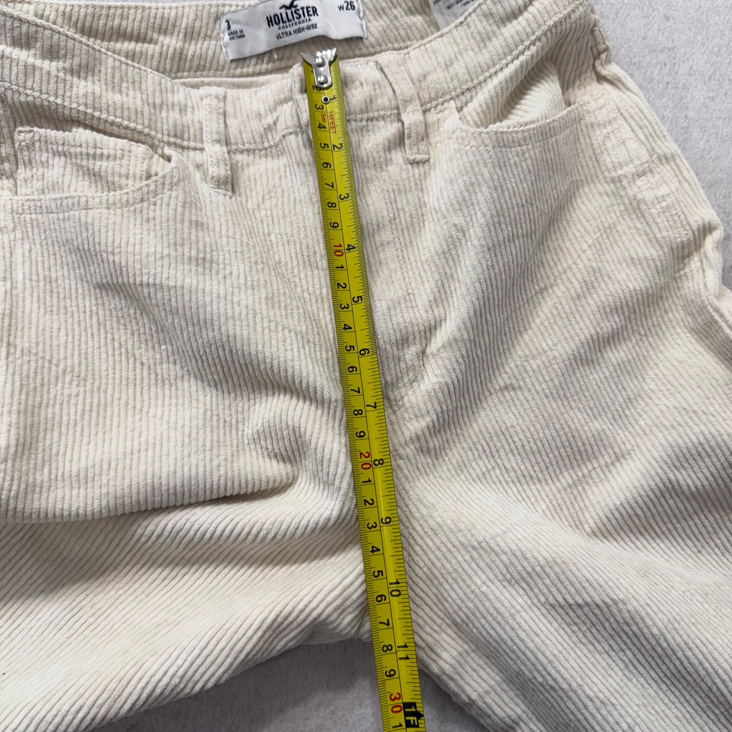 Hollister Women's Cream Corduroy Slim Straight Fit Pant Aesthetic Size 26