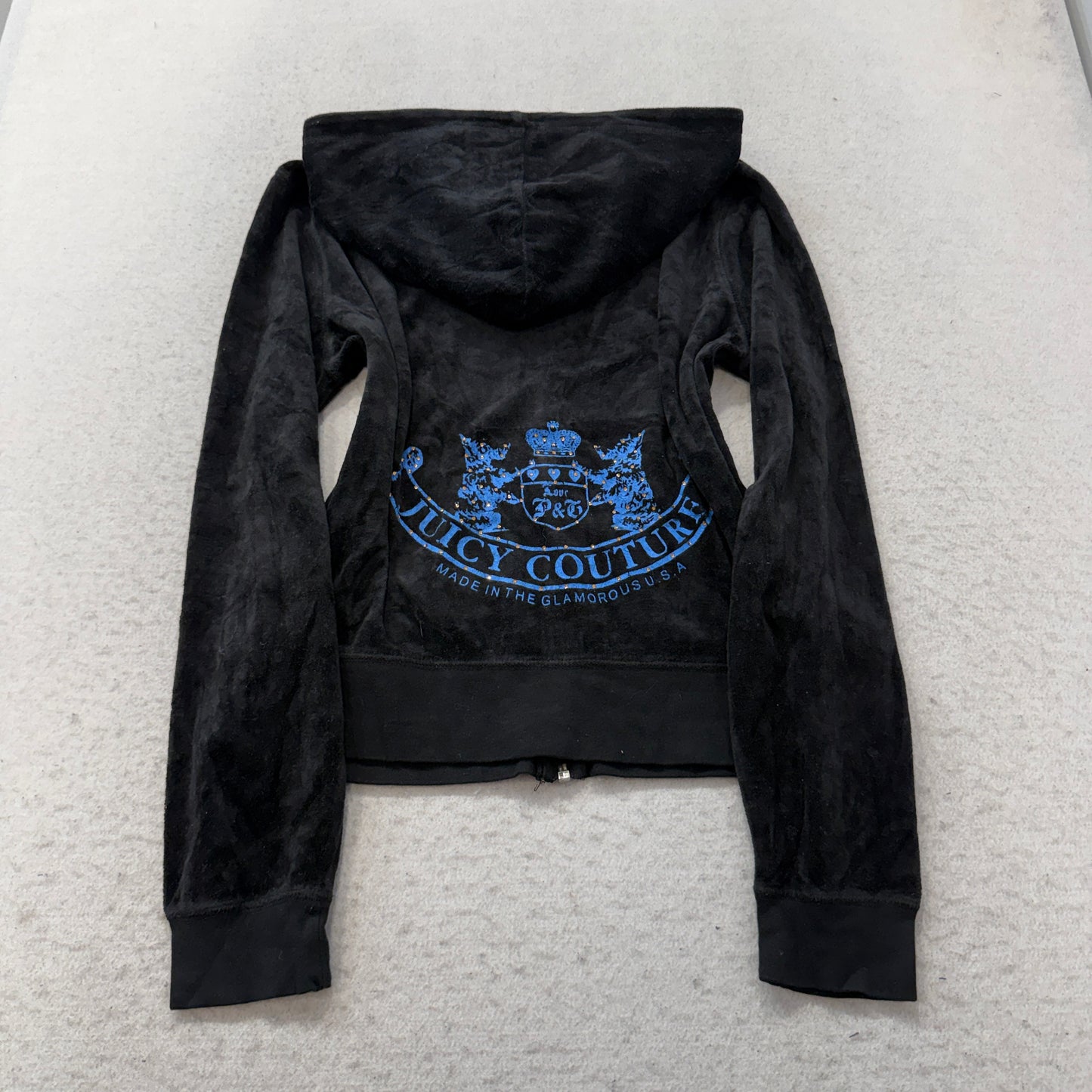 Vintage Juicy Couture Scottie Dogs Women's Black Velour Tracksuit Set Y2K Size L