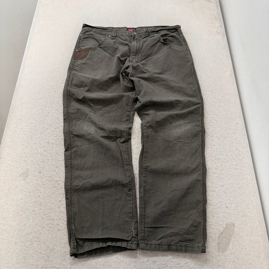 Wrangler Workwear Men's Olive Green Utility Pants Pockets Classic Y2K Size W36
