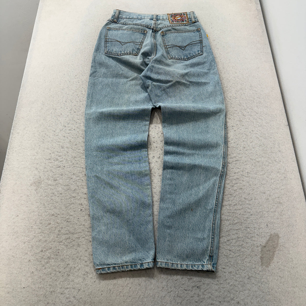 Jou Jou Vintage Floral Applique High Waist Jeans Size 9 photo 2