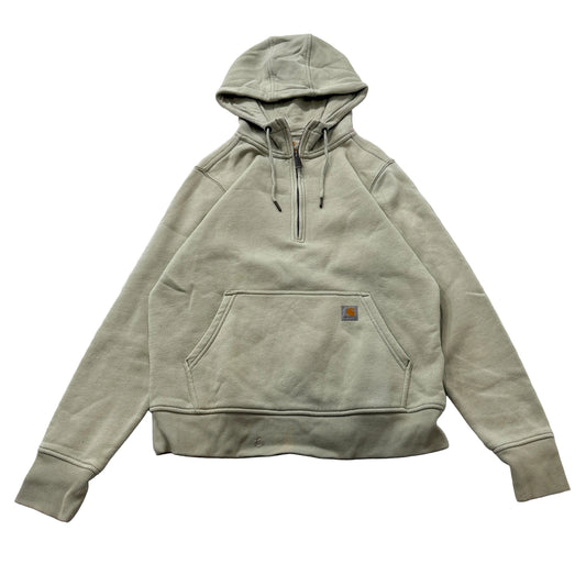Carhartt Men's Sage Green Quarter Zip Pullover Hoodie Relaxed Fit Pockets Size S