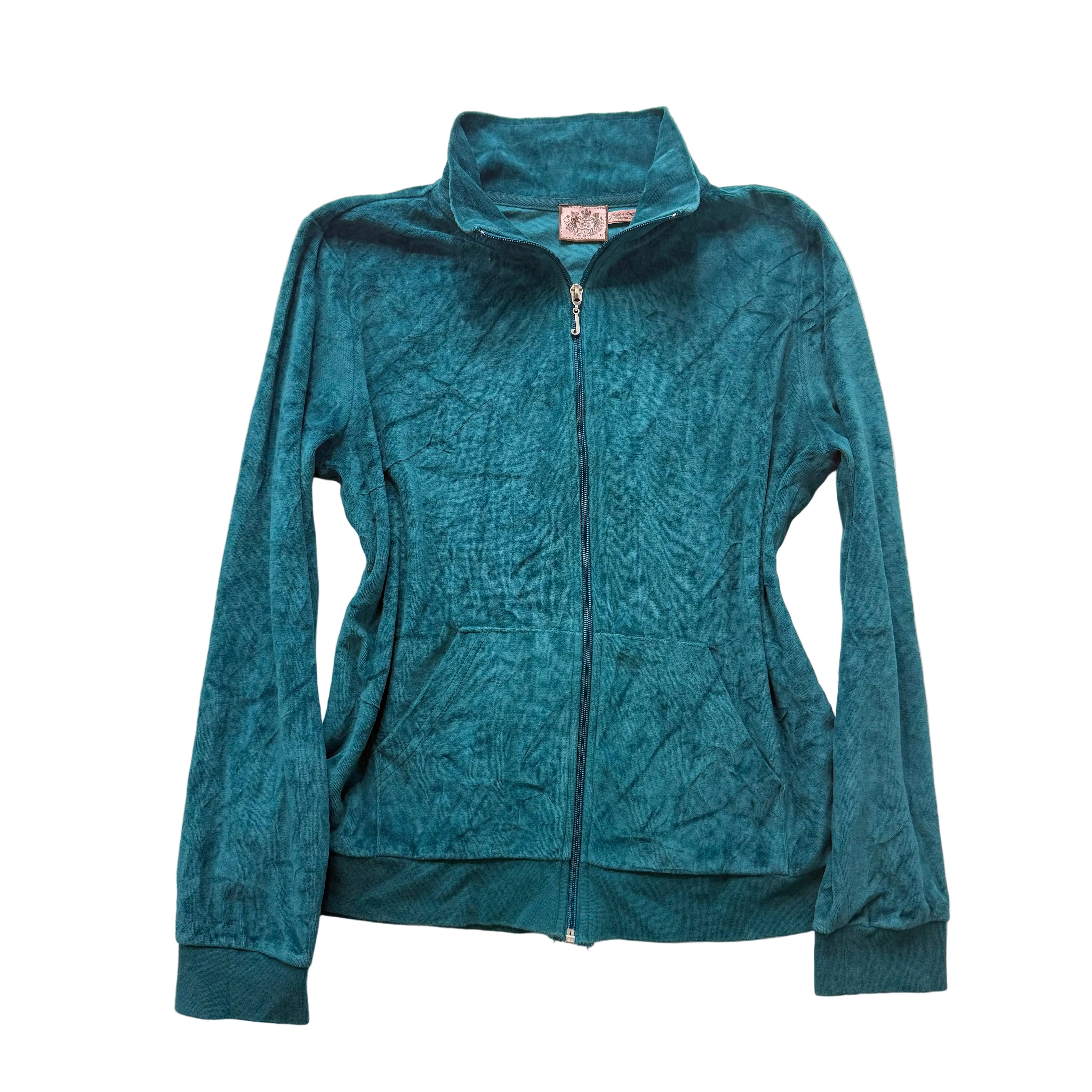Juicy Couture Women's Teal Velour Full Zip Track Jacket Loungewear Y2k Size M