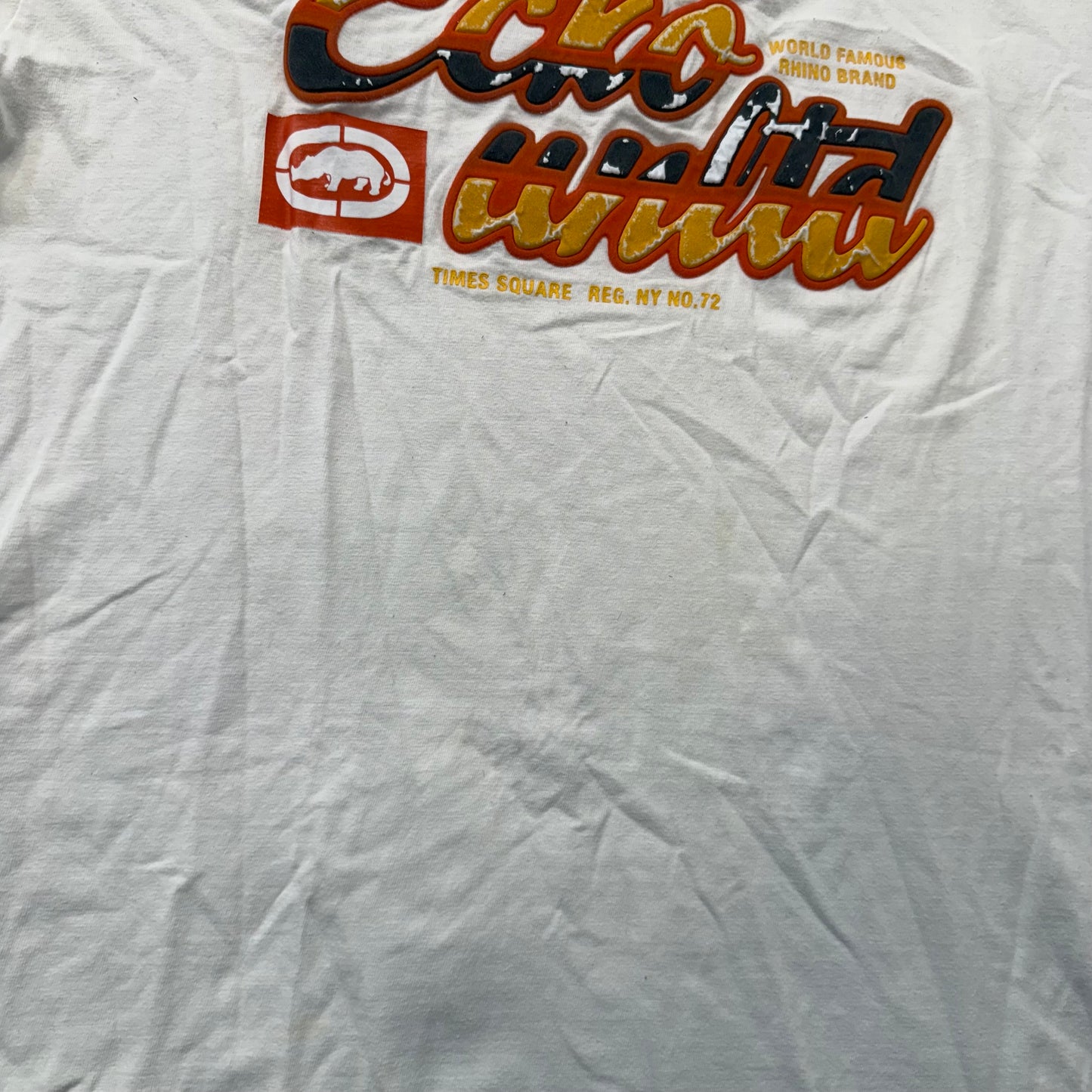 Ecko Unltd. Men White Cotton T-Shirt Short Sleeves Crew Neck Graphic Logo Size L