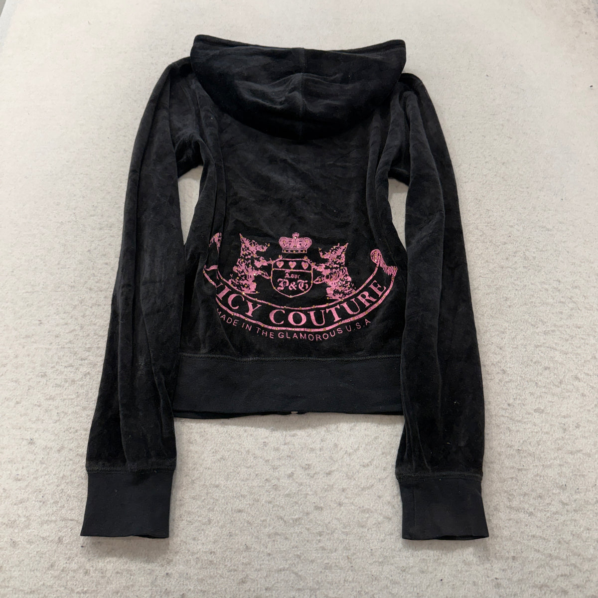 Vintage Juicy Couture Scottie Dogs Women's Black Velour Tracksuit Set Y2K Size S