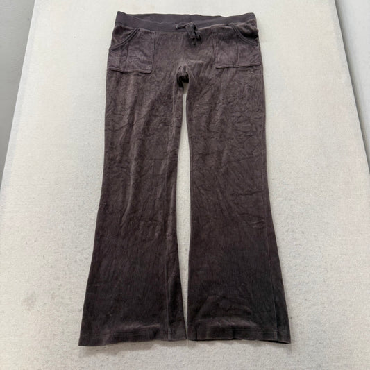 Juicy Couture Womens Coffee Bean Velour Flare Track Pant Back Flap Pocket Size M
