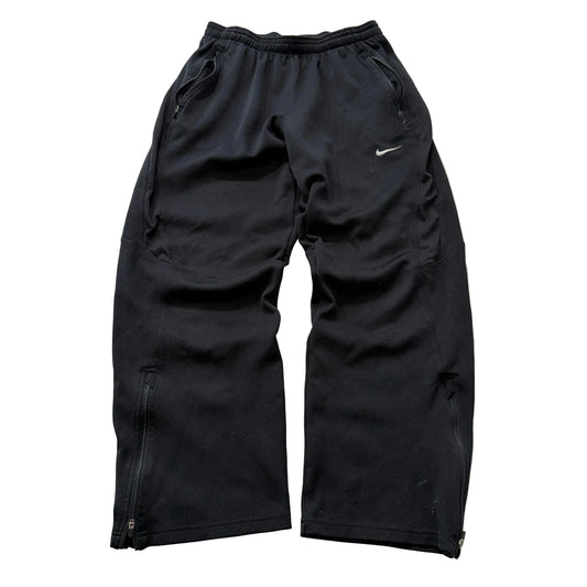 Vintage Nike Dri-Fit Mens Black Wide Leg Track Pant Ankle Zip Performance Size L