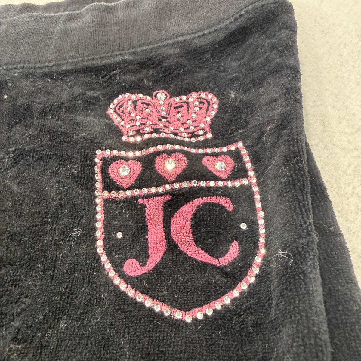 2003 Vintage Juicy Couture Scottie Dogs Womens Black Velour Tracksuit Set Size L
