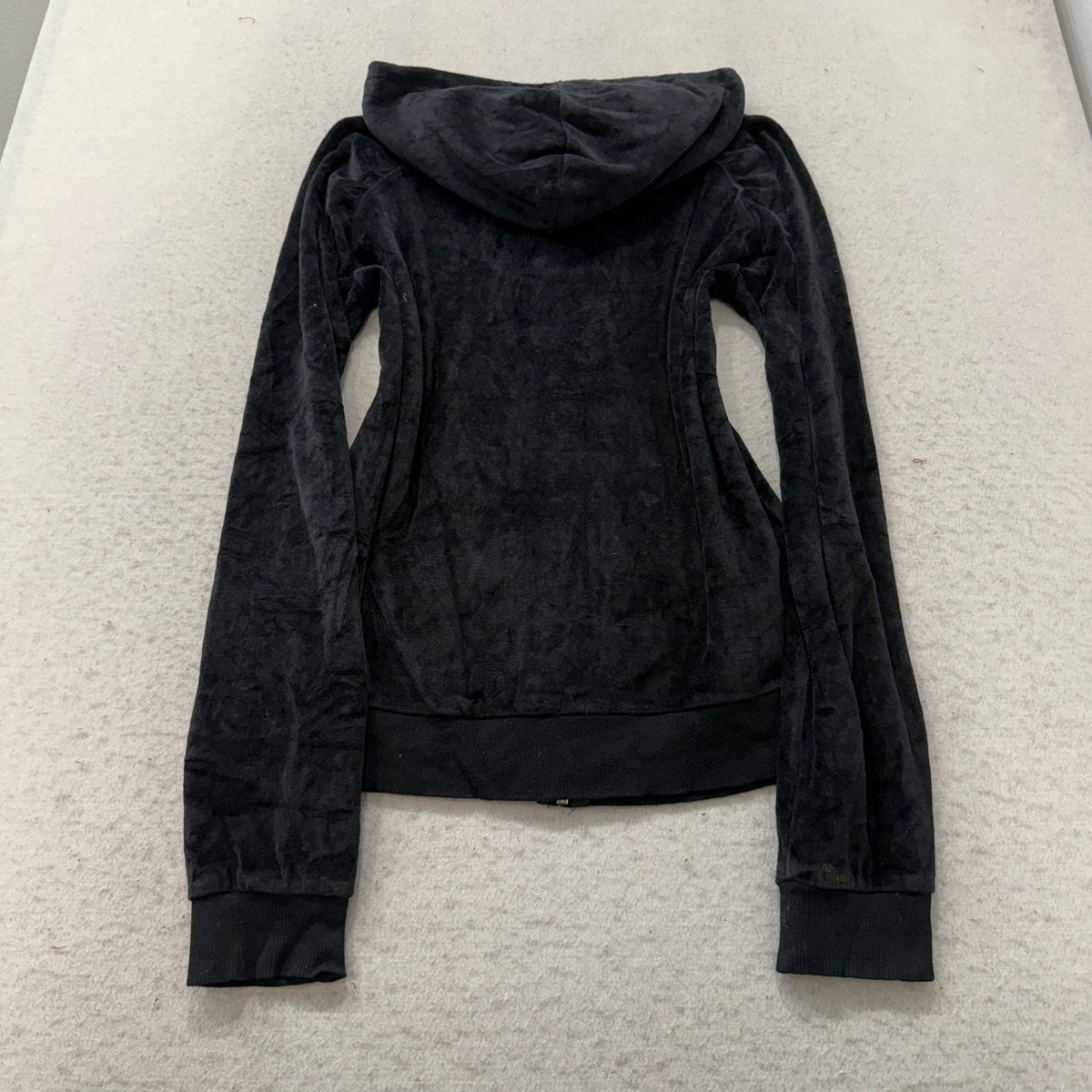 Juicy Couture Women's Black Zip-Up Hoodie Pockets Drawstring Classic Y2K Size M