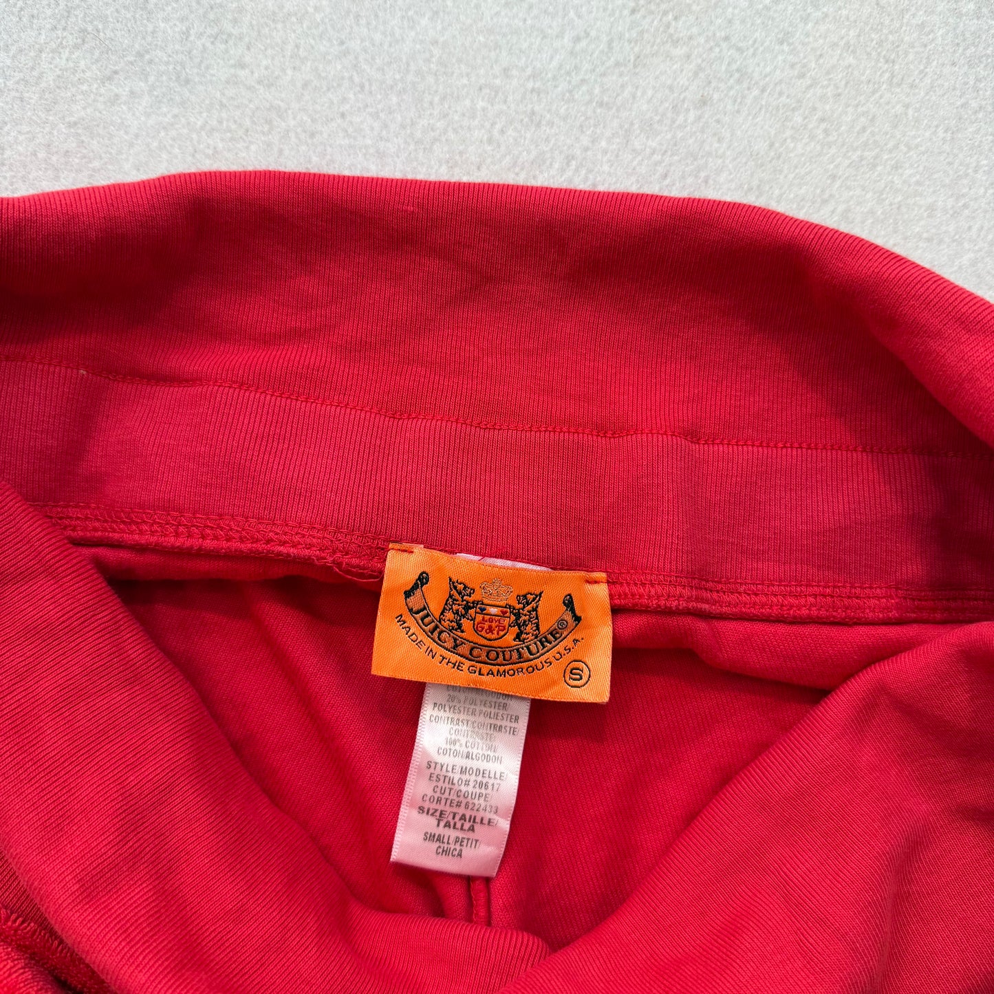 2003 Vintage Juicy Couture Women's Red Terrycloth Cropped Foldover Capris Size S