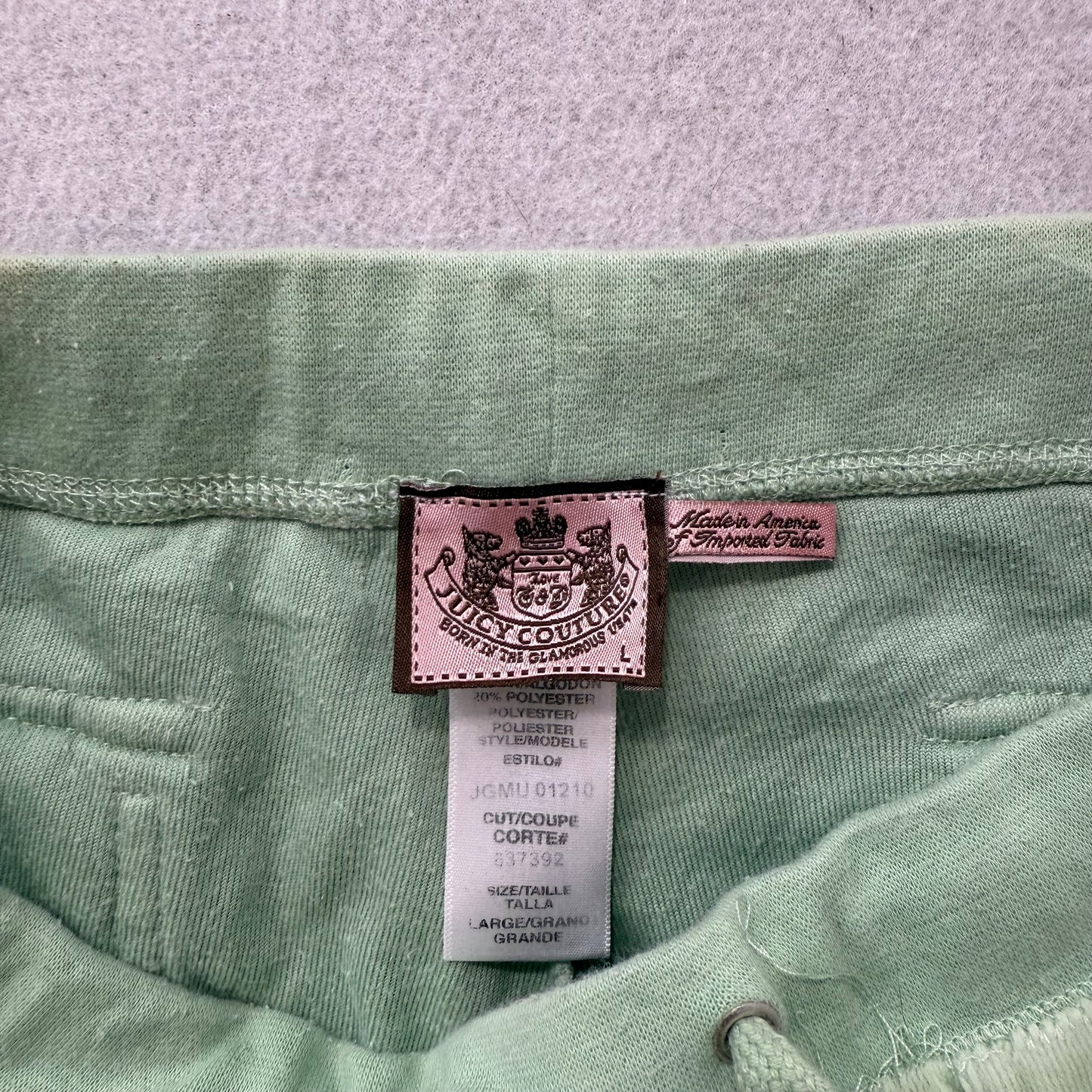 Vintage Juicy Couture Light Green Velour Flared Track Pant Drawstring Y2k Size L