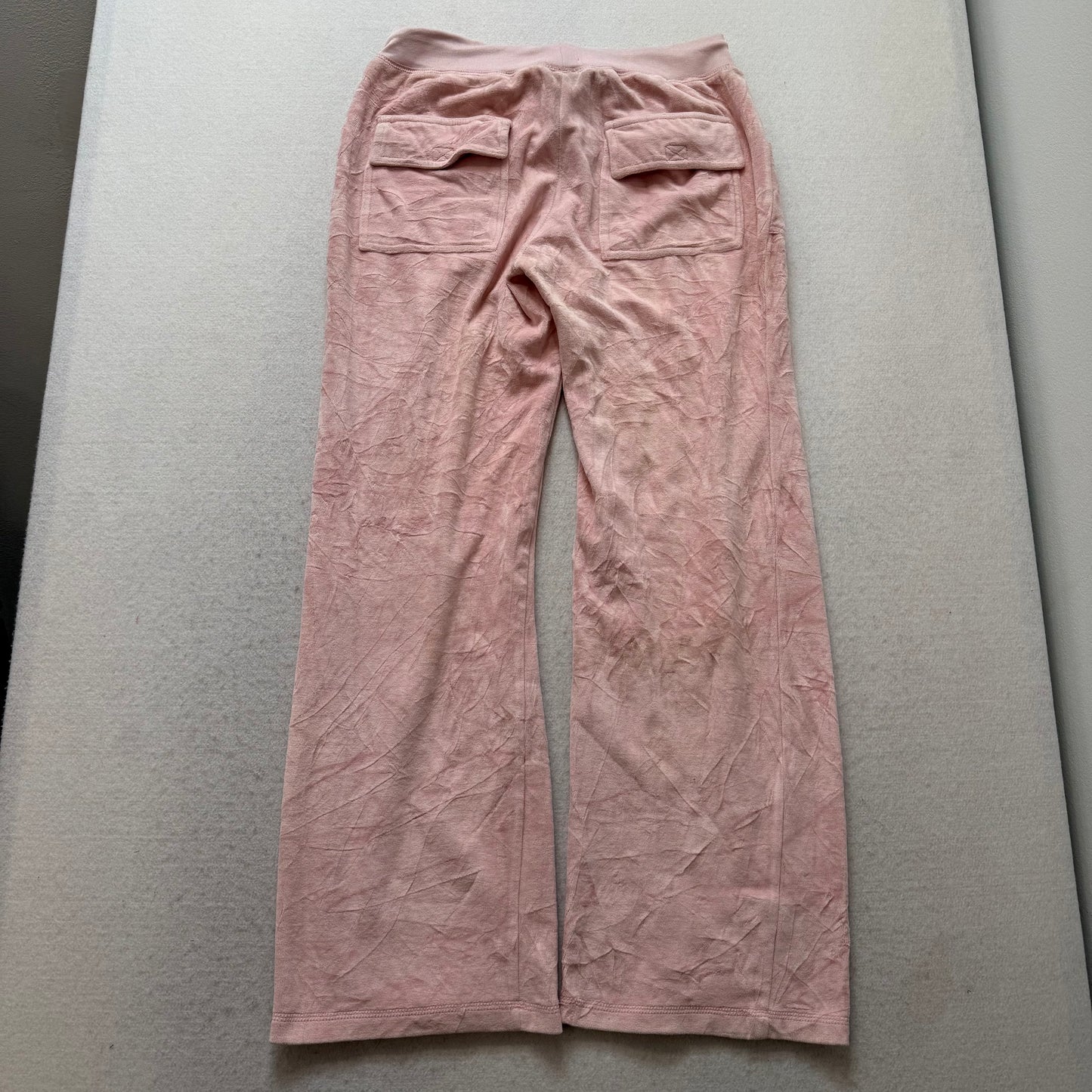 Juicy Couture Dusty Rose Velour Tracksuit Set Zip Up Hoodie & Flared Pant Size L