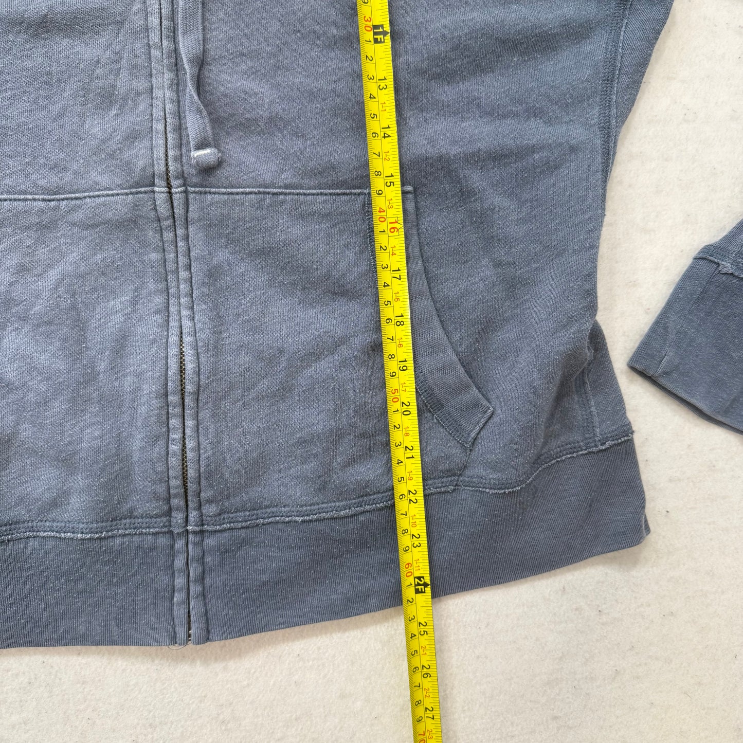 Aeropostale Women's Dusty Blue Full Zip Hoodie Split Kangaroo Pockets Size 2XL
