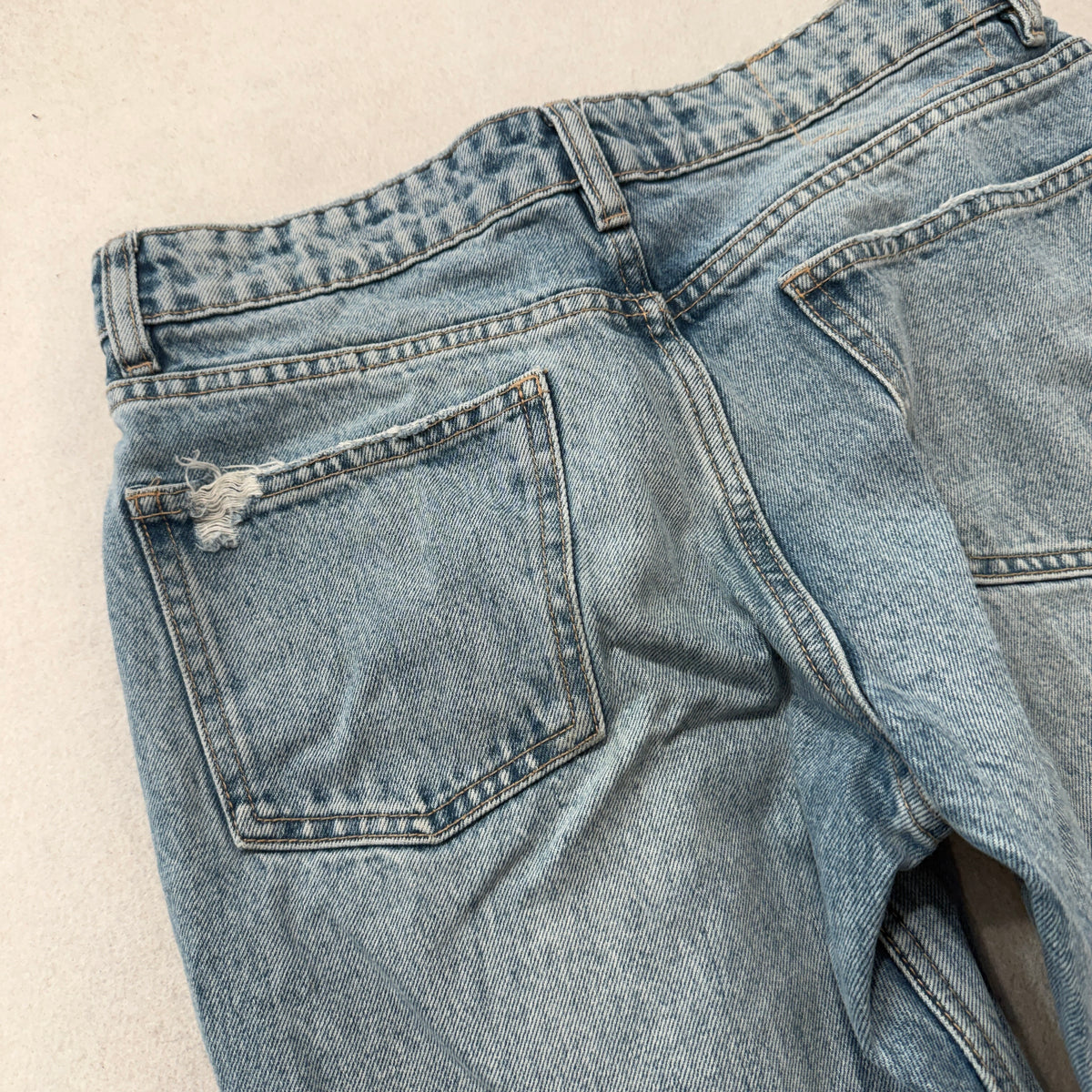 Zara Distressed Light Wash Straight Jeans Size 8 photo 8