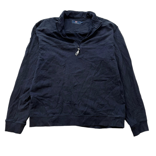 Vineyard Vines Mens Navy Blue Cotton Quarter-Zip Pullover Shep Shirt Logo Size L