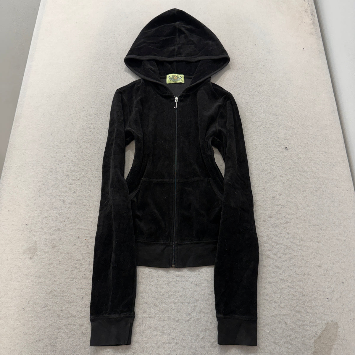 2003 Vintage Juicy Couture Scottie Dogs Womens Black Velour Tracksuit Set Size L