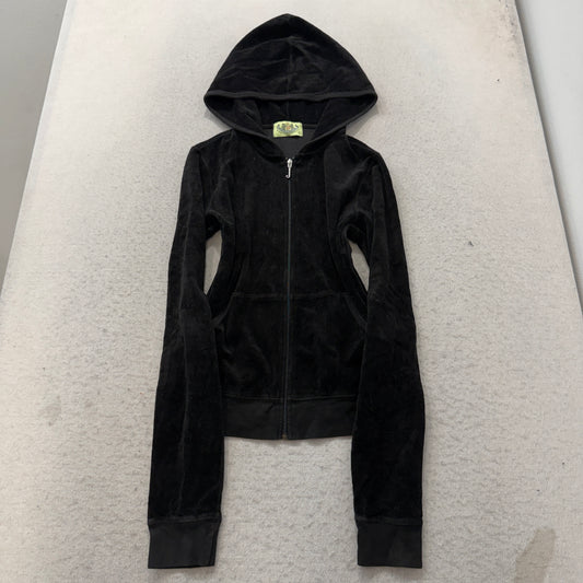 2003 Vintage Juicy Couture Scottie Dogs Womens Black Velour Tracksuit Set Size L