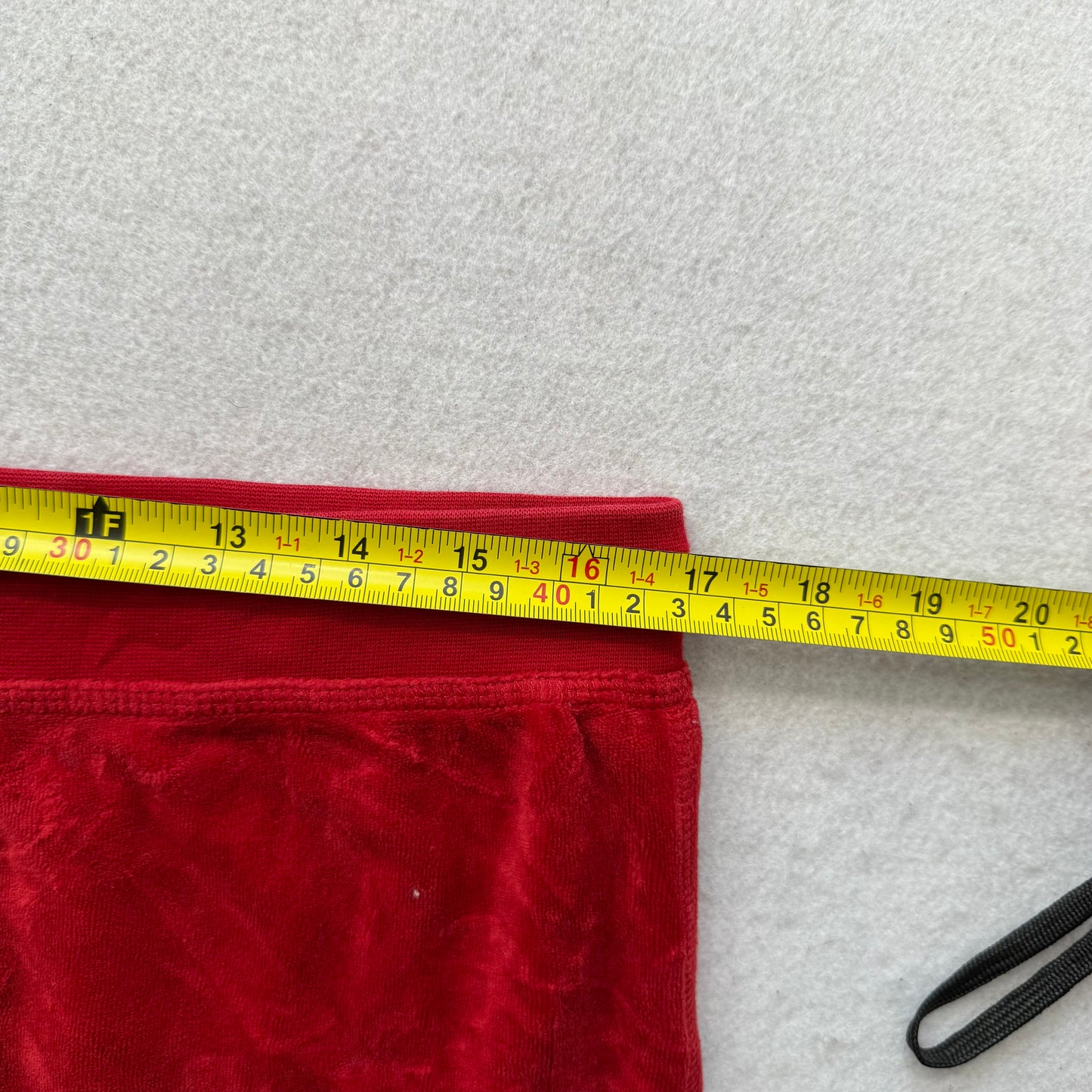 Vintage Juicy Couture Women's Bright Red Velour Straight Leg Track Pants Size L