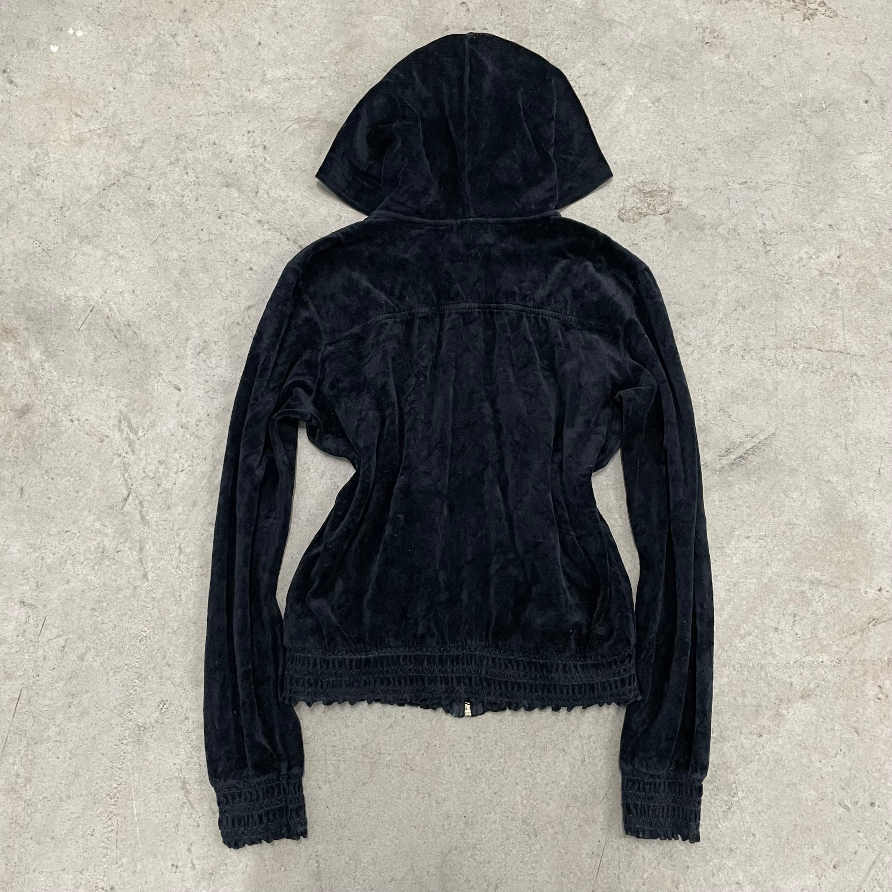 Vintage Juicy Couture black lace cuffs zip up hoodie size L