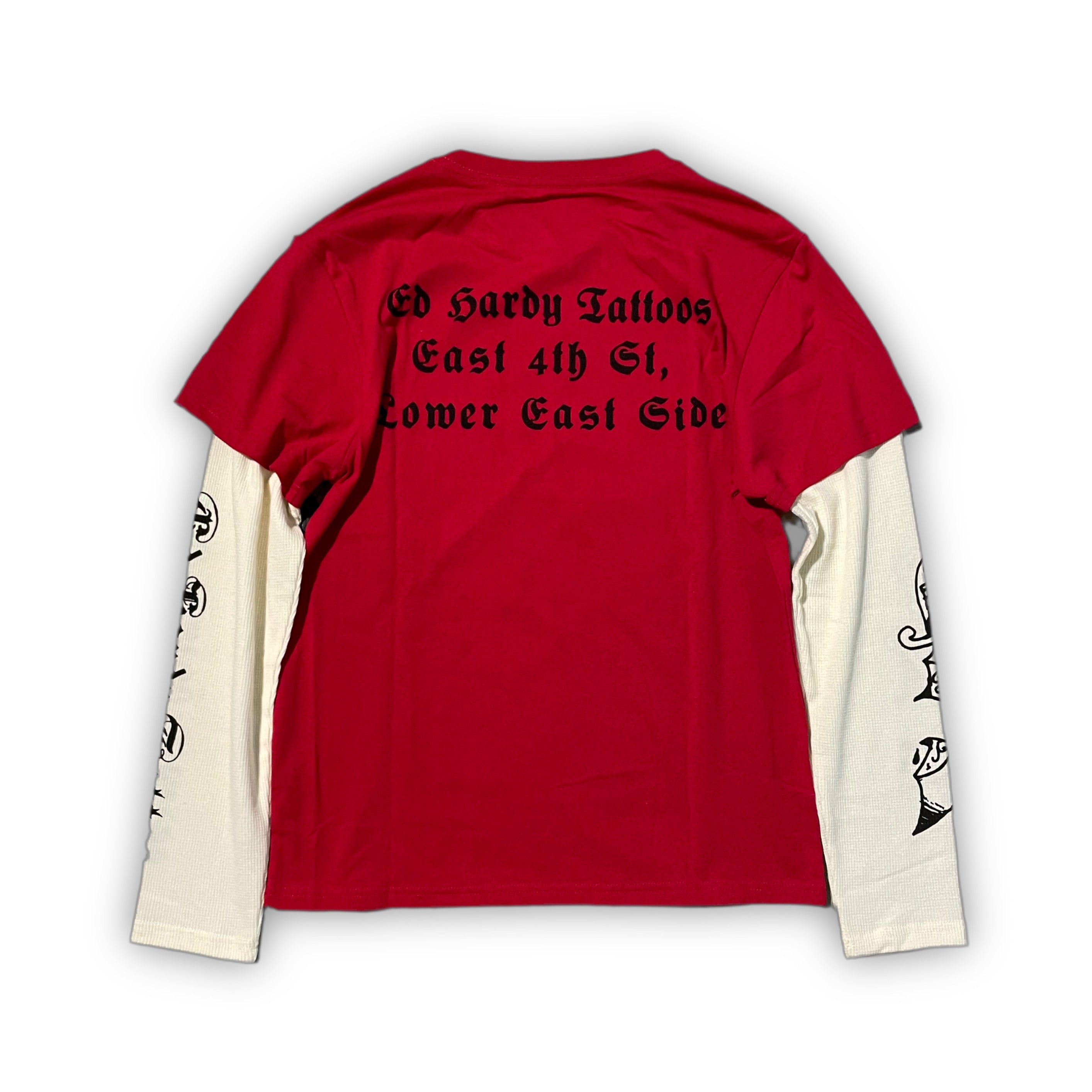 Ed hardy “Flame Skull” Cherry Red Thermal Tee