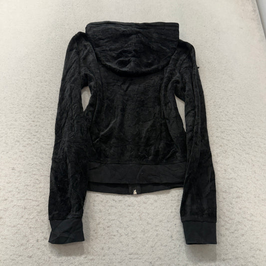 Juicy Couture Black Velour Zip Hoodie Y2K Size L