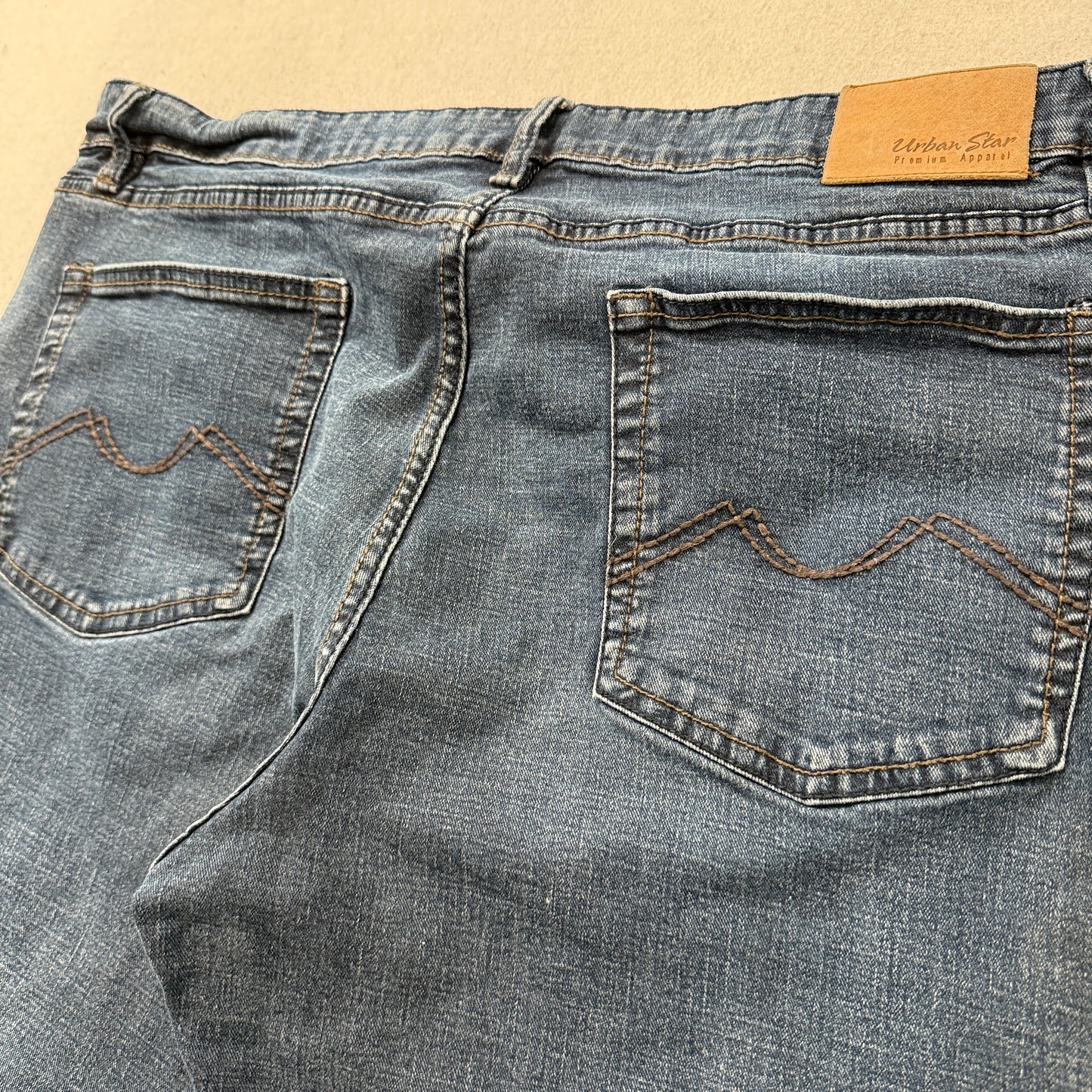 Urban Star Premium Men's Blue Denim Jeans Zip-Fly Pockets Classic Size 42x30