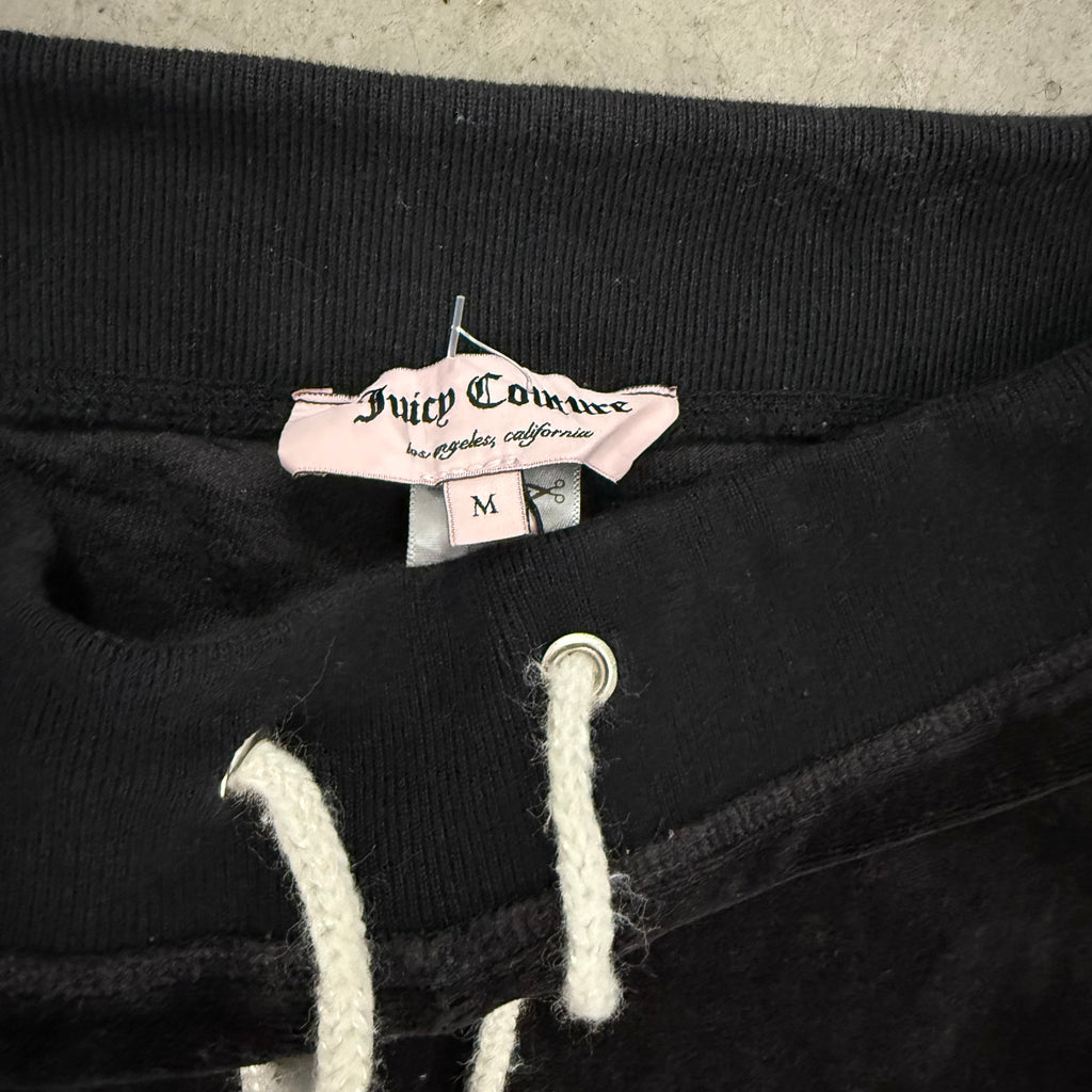 Black Velour Juicy Couture Flared Track Pants SIZE M