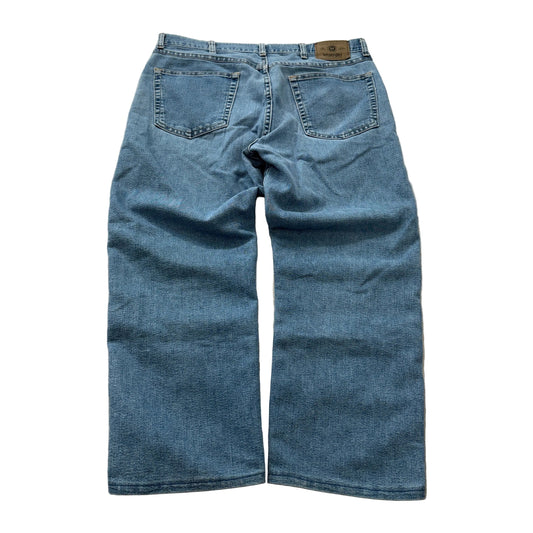 Wrangler Men's Blue Denim Jeans Regular Fit Zip-Fly Pockets Classic Size 36x29