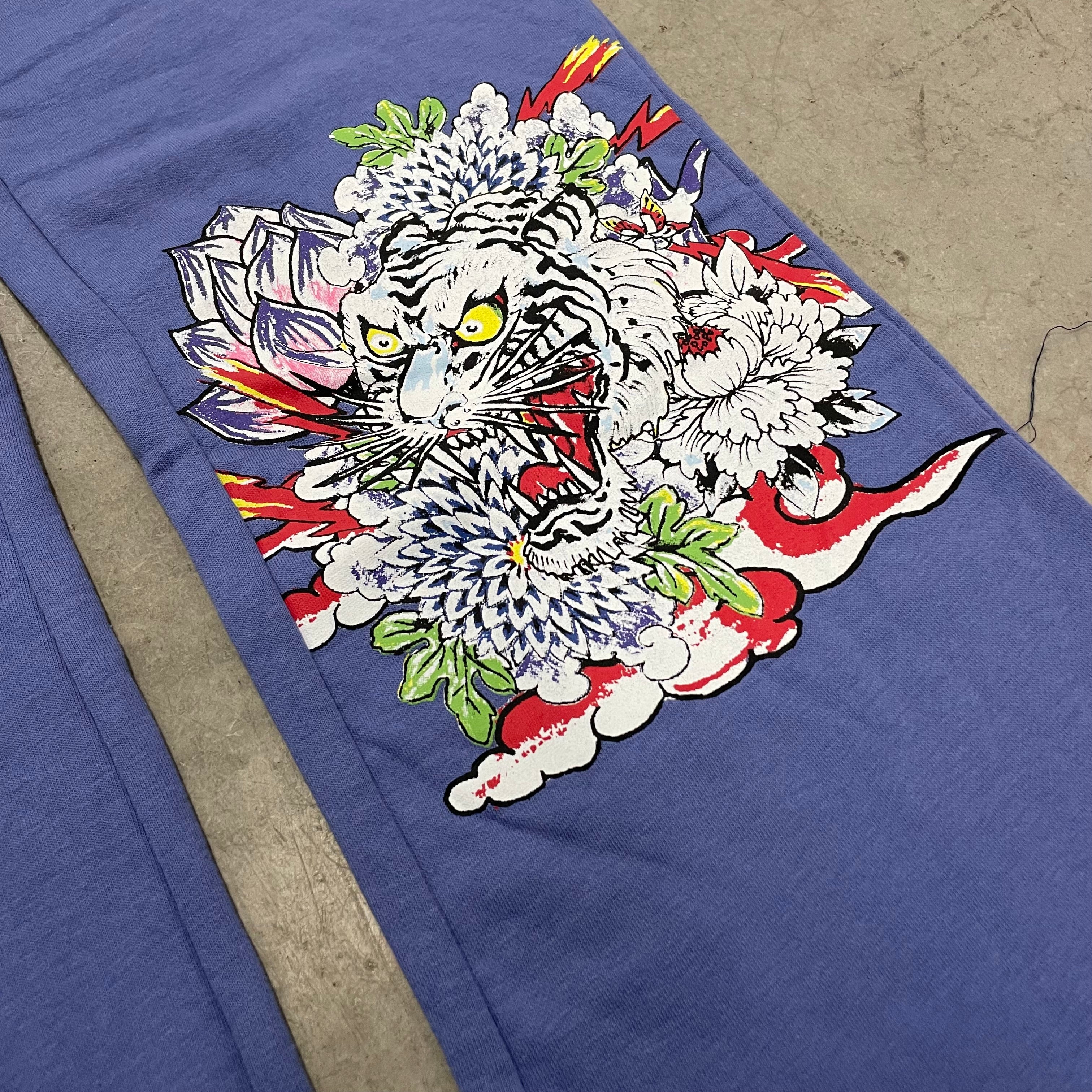 ED HARDY “Tiger Lotus” BLUE FLARE PANTS