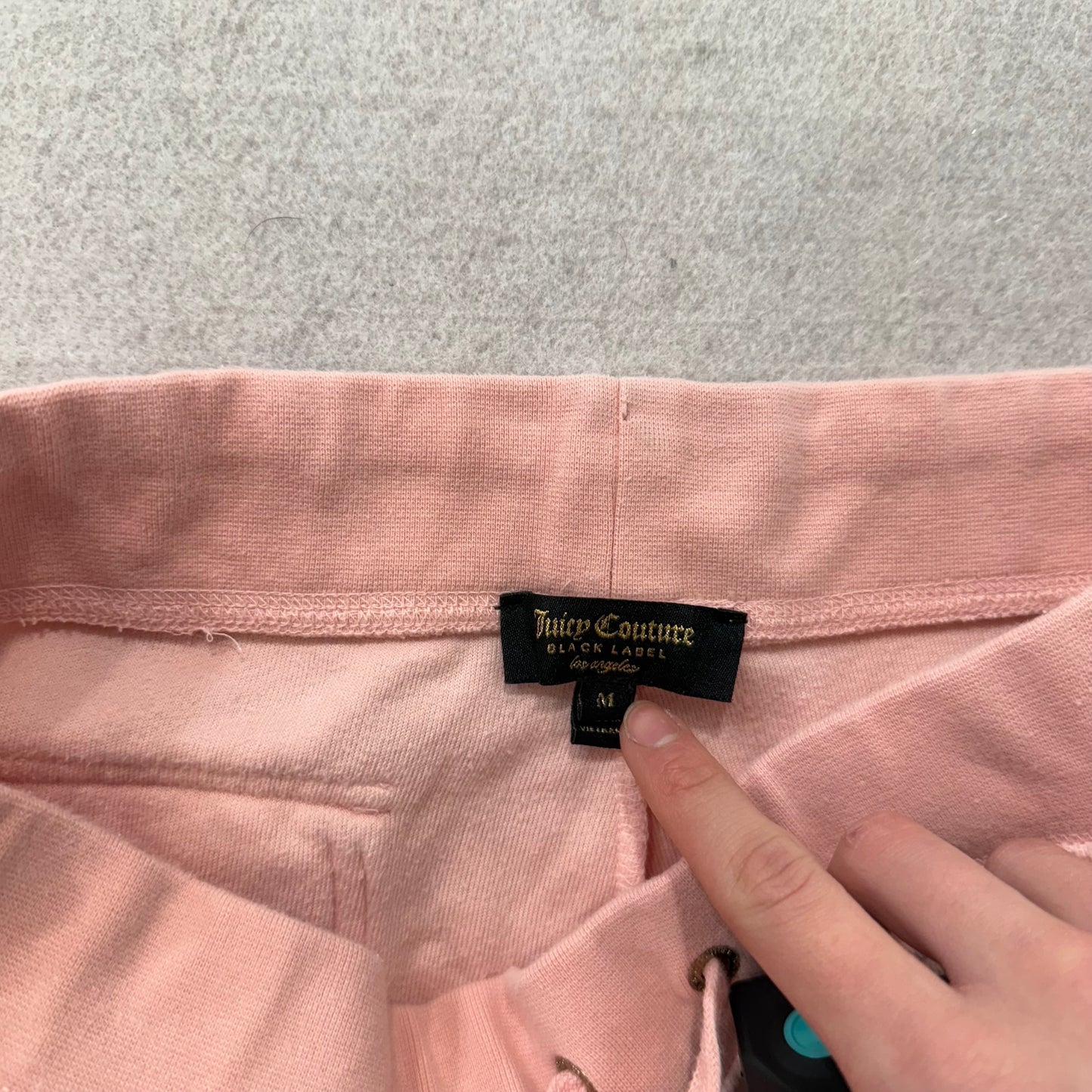 Juicy Couture Women Pastel Pink Velour Flared Track Pant Snap-Flap Pocket Size M
