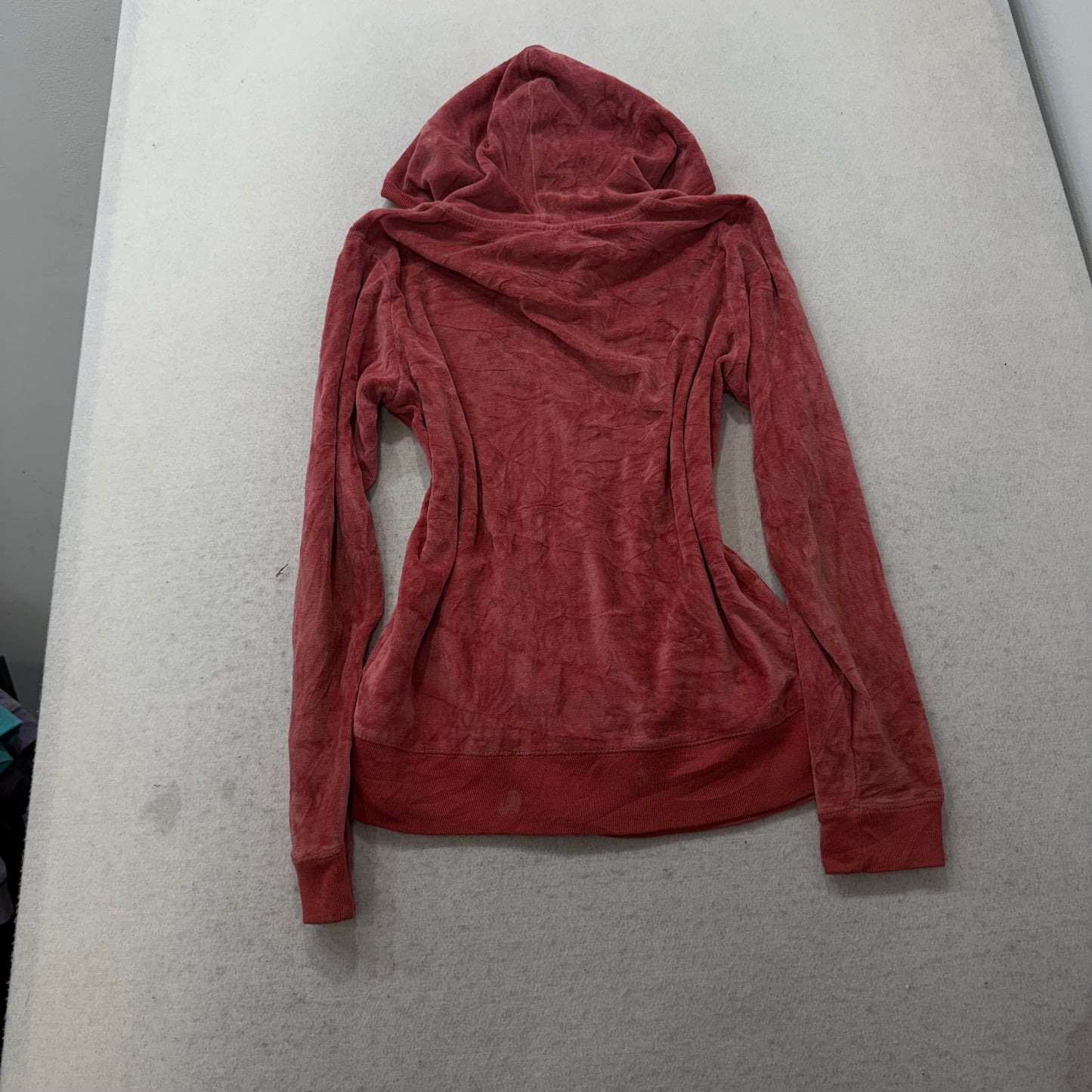 Vintage Juicy Couture Women's Orange Velour Zip-Up Hoodie Pockets Y2K Size L