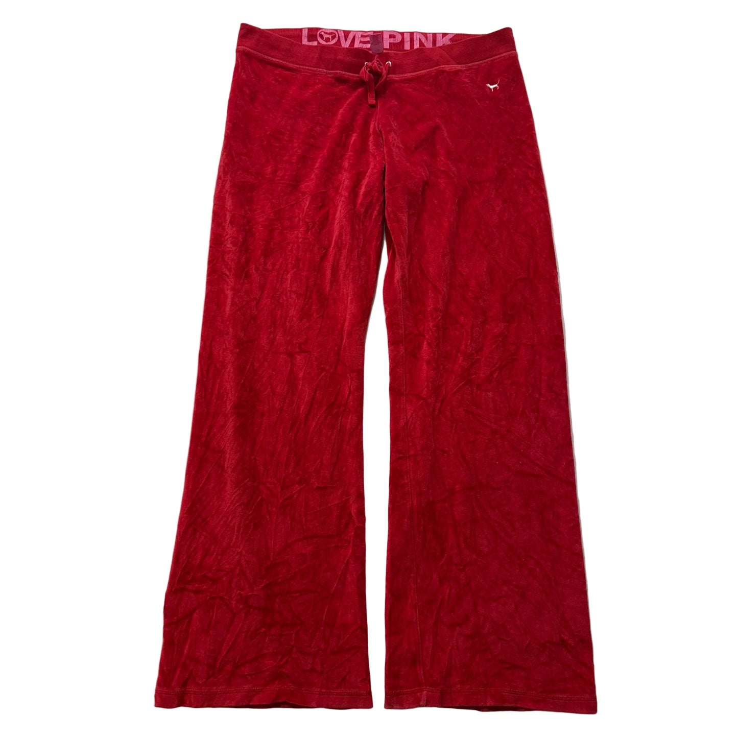 PINK By Victoria’s Secret Red Velour Track Pants Drawstring Loungewear Size L
