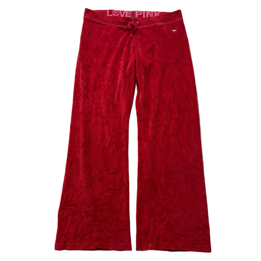 PINK By Victoria’s Secret Red Velour Track Pants Drawstring Loungewear Size L