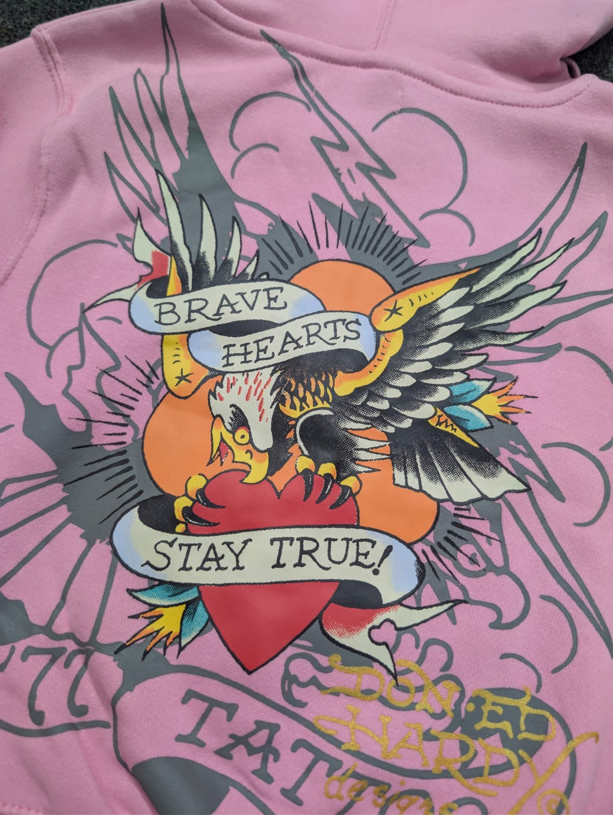 ED HARDY “Brave Eagle” BUBBLE GUM PINK BELL BOTTOM SET