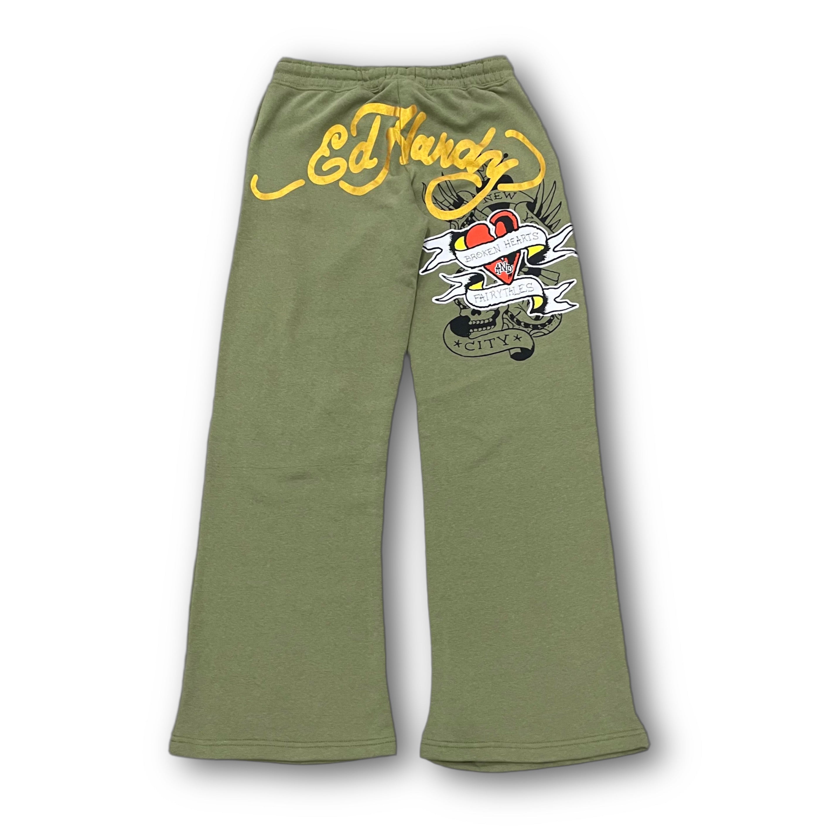 ED HARDY “Broken Hearts” SAGE FLARED PANTS
