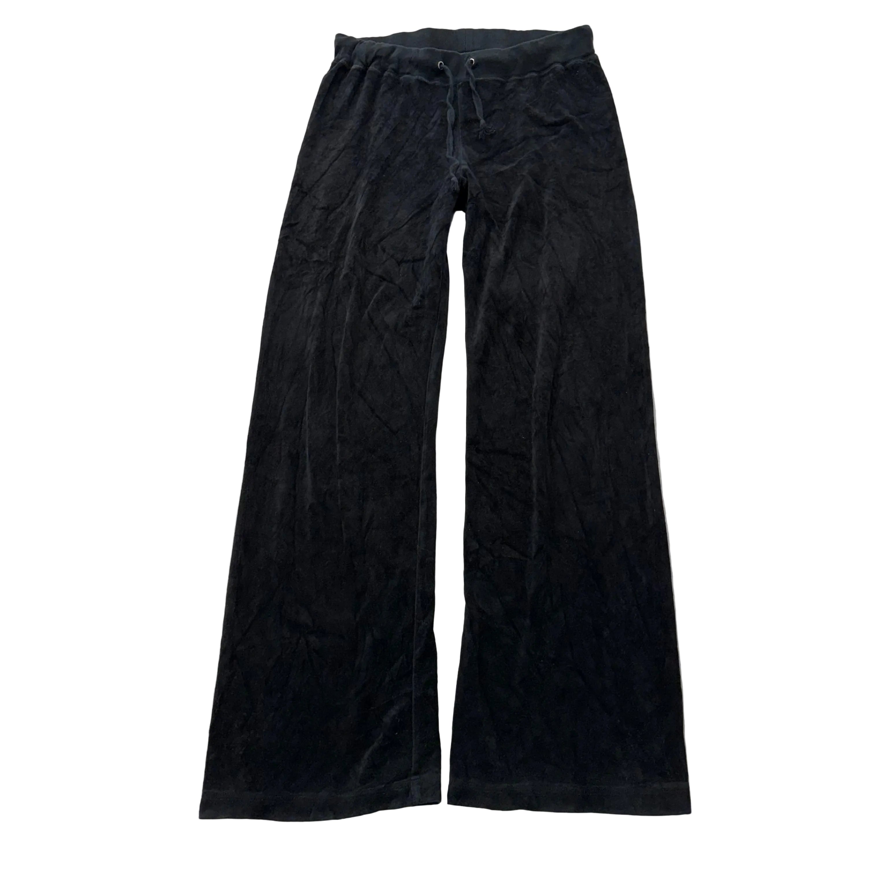 Juicy Couture Women's Black Velour Flare Track Pant Drawstring Loungewear Size M