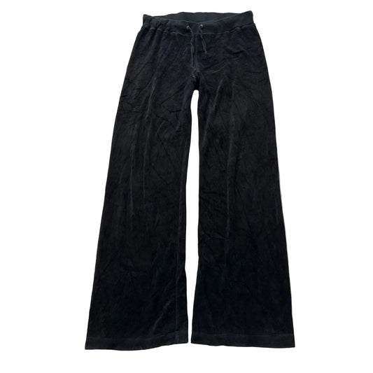 Juicy Couture Women's Black Velour Flare Track Pant Drawstring Loungewear Size M