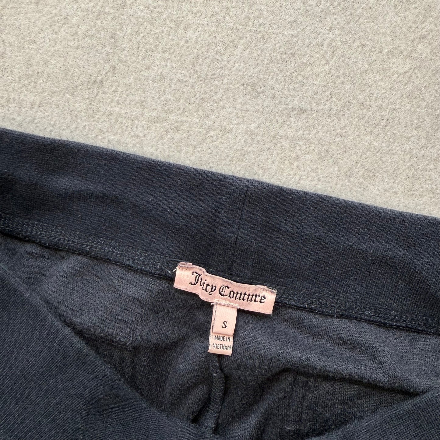 Juicy Couture Women's Navy Blue Velour Flared Track Pant Back Snap Pocket Size S