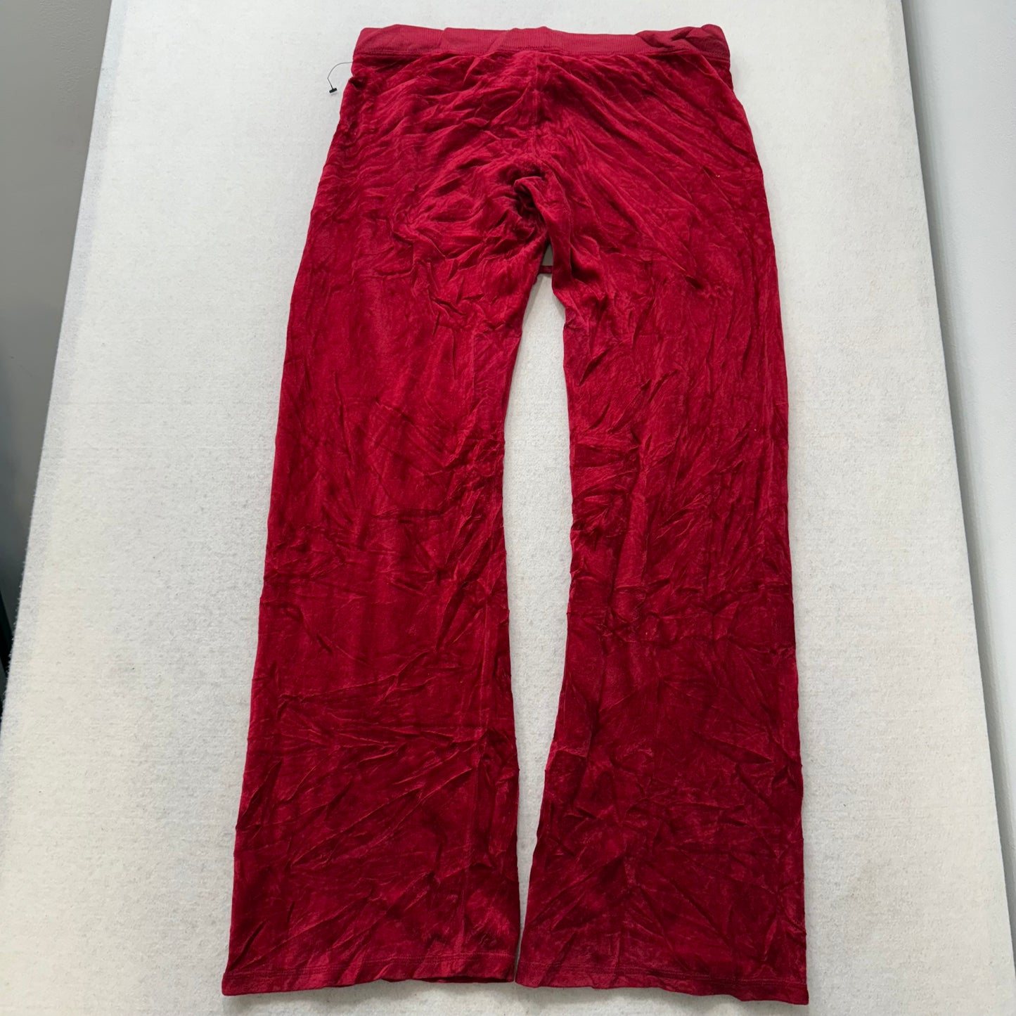 Vintage Juicy Couture Women's Ruby Red Velour Flared Track Pant Low Rise Size L