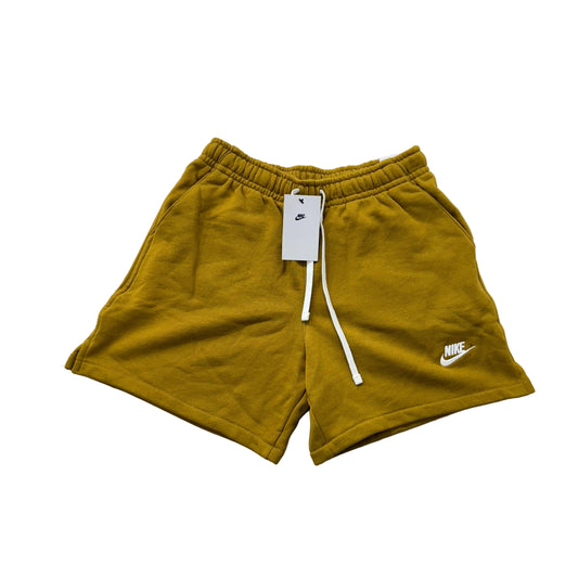 Nike Mustard Yellow Terry Cloth Drawstring Shorts Back Pocket Size S