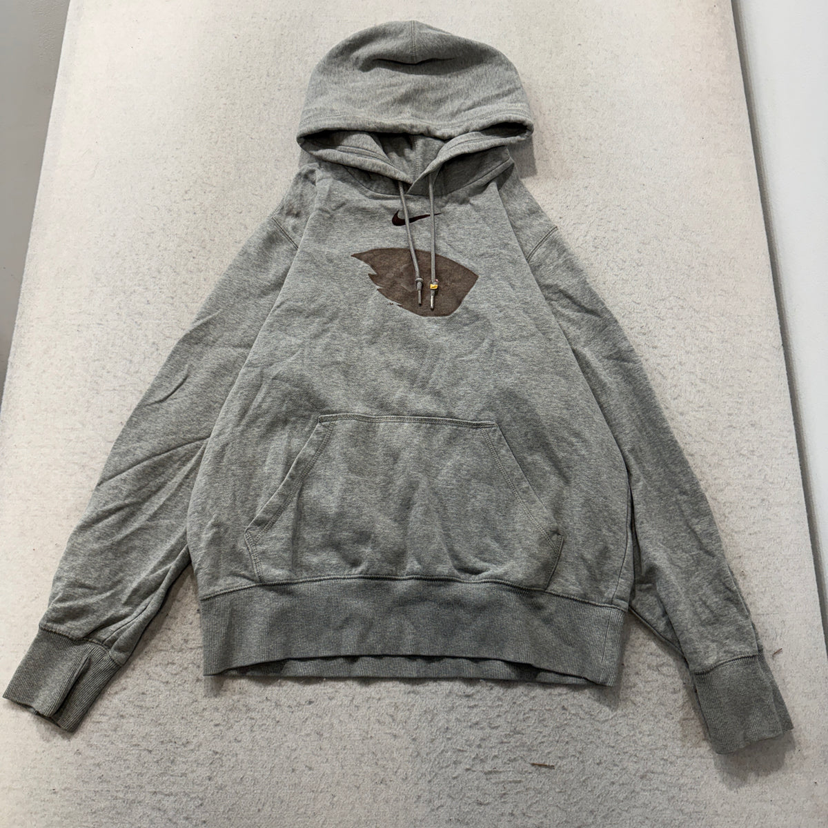 Nike Pullover Hoodie Women's Heather Gray Swoosh Kangaroo Pocket Size M photo 1