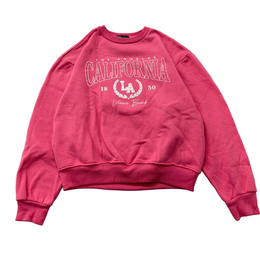 Green Goddess Los Angeles California Women's Pink Fleece Crewneck Sweatshirt - L