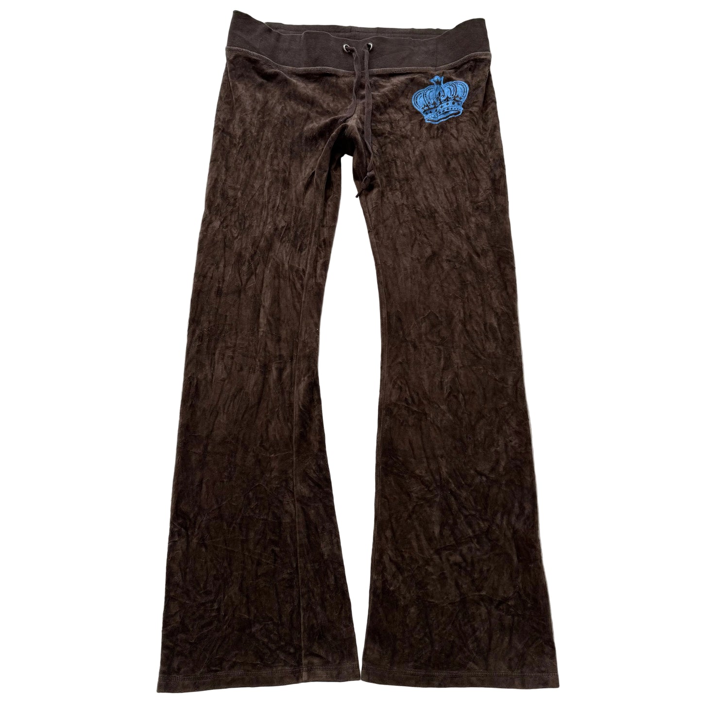 Vintage Juicy Couture Women's Brown Velour Flared Track Pant Crown Logo Size L