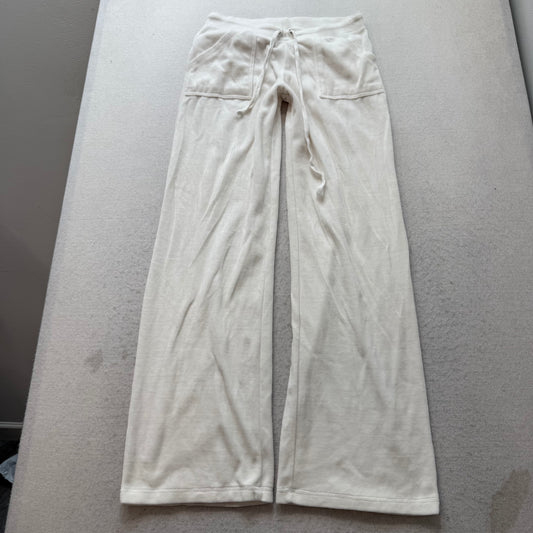 Juicy Couture Women's White Velour Flared Leg Track Pants Loungewear Y2K Size M