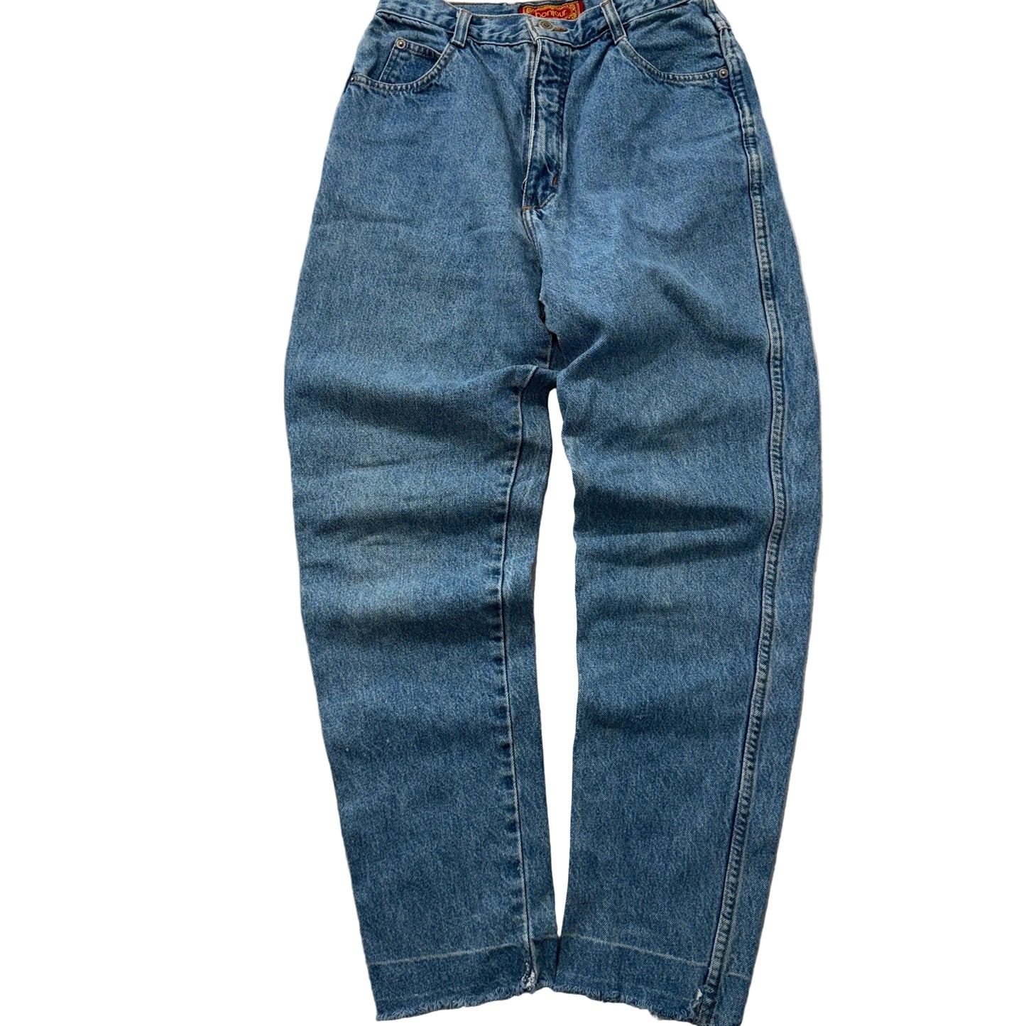 Vintage Bonjour Women's Blue Denim Jeans Relaxed Fit Pockets Classic Size W27
