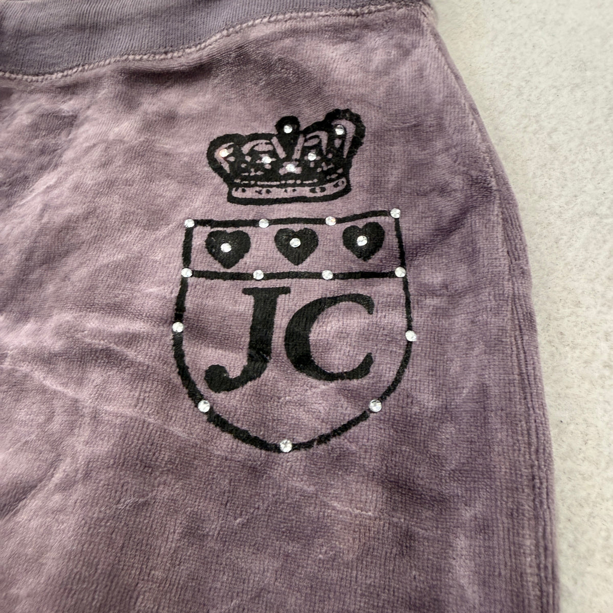 Vintage Juicy Couture Women's Dusty Purple Velour Flared Track Pants Logo Size S