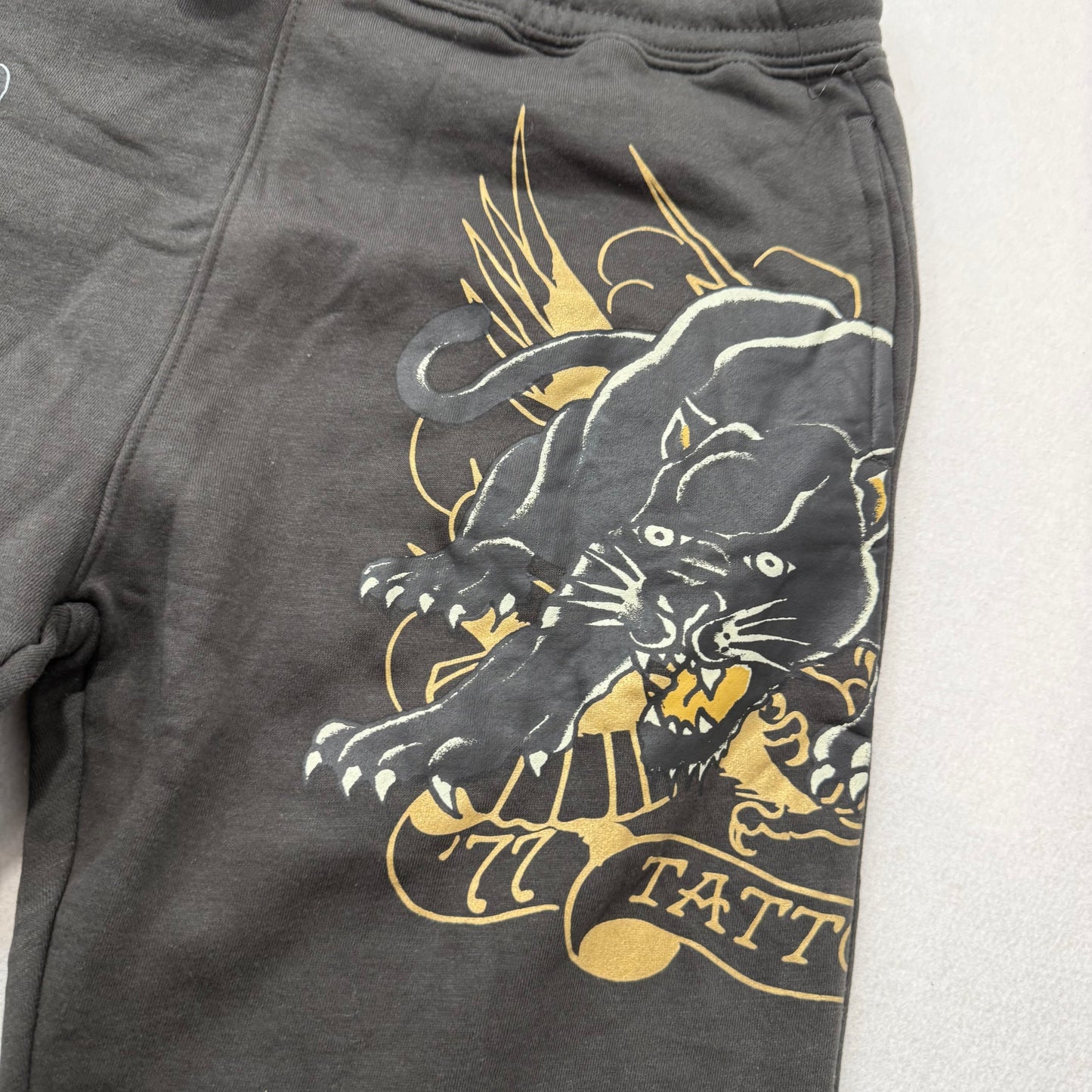 Ed Hardy Men's Black Cotton Slim Fit Sweatpants Panther Eagle Graphic Size L