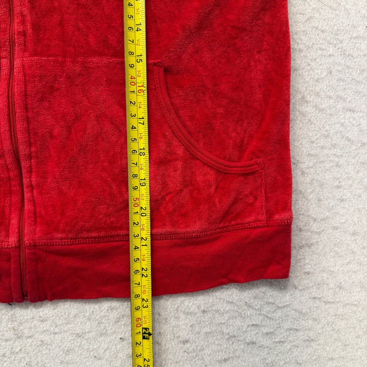 Juicy Couture Women's Red Velour Full Zip Hoodie Loungewear Pockets Y2K Size M