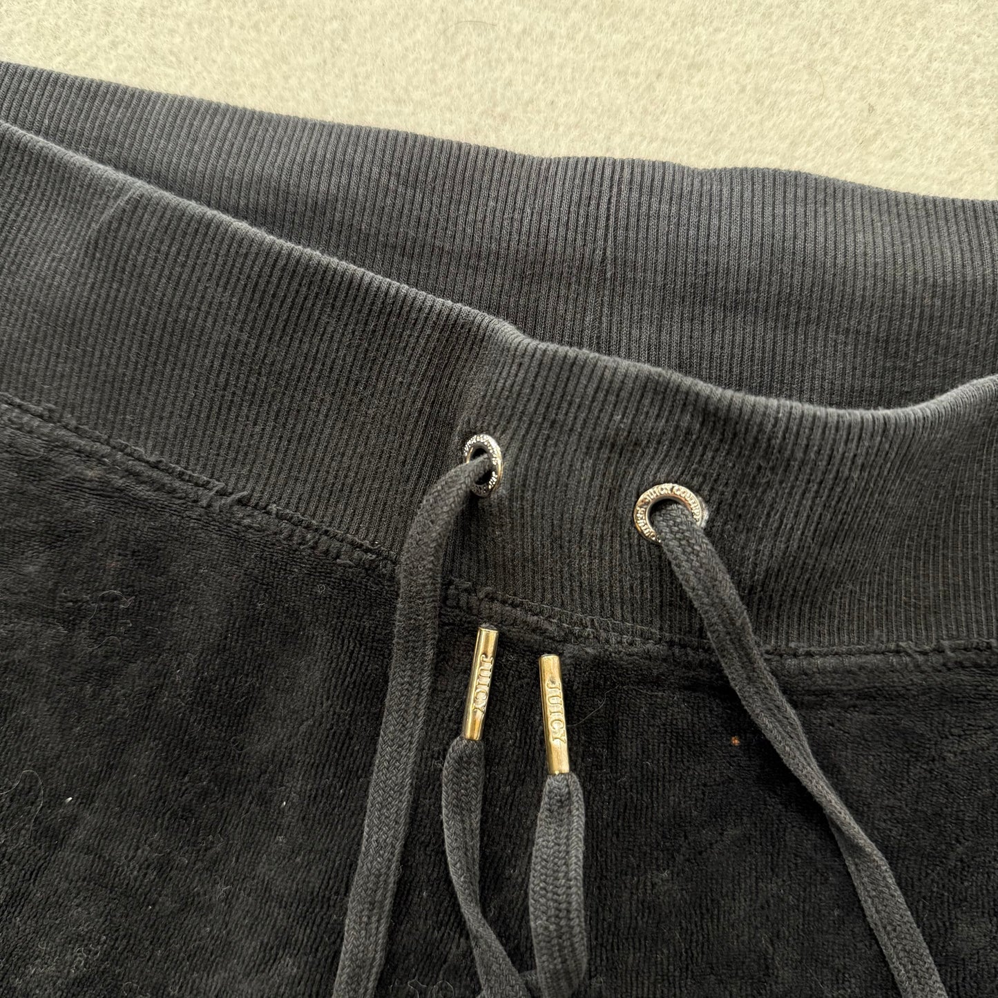 Vintage Juicy Couture Women's Black Velour Flared Track Pant Loungewear Size S