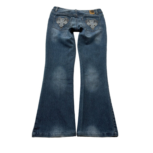 True Freedom cross embellished bootcut jeans back size 5