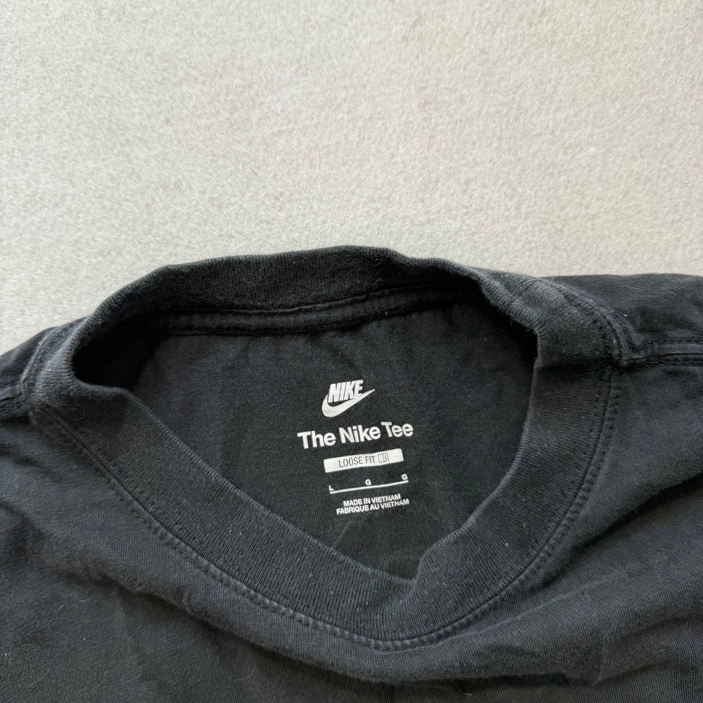 Nike Men's Black Cotton Loose Fit T-Shirt Short Sleeves Crewneck Logo Tee Size L